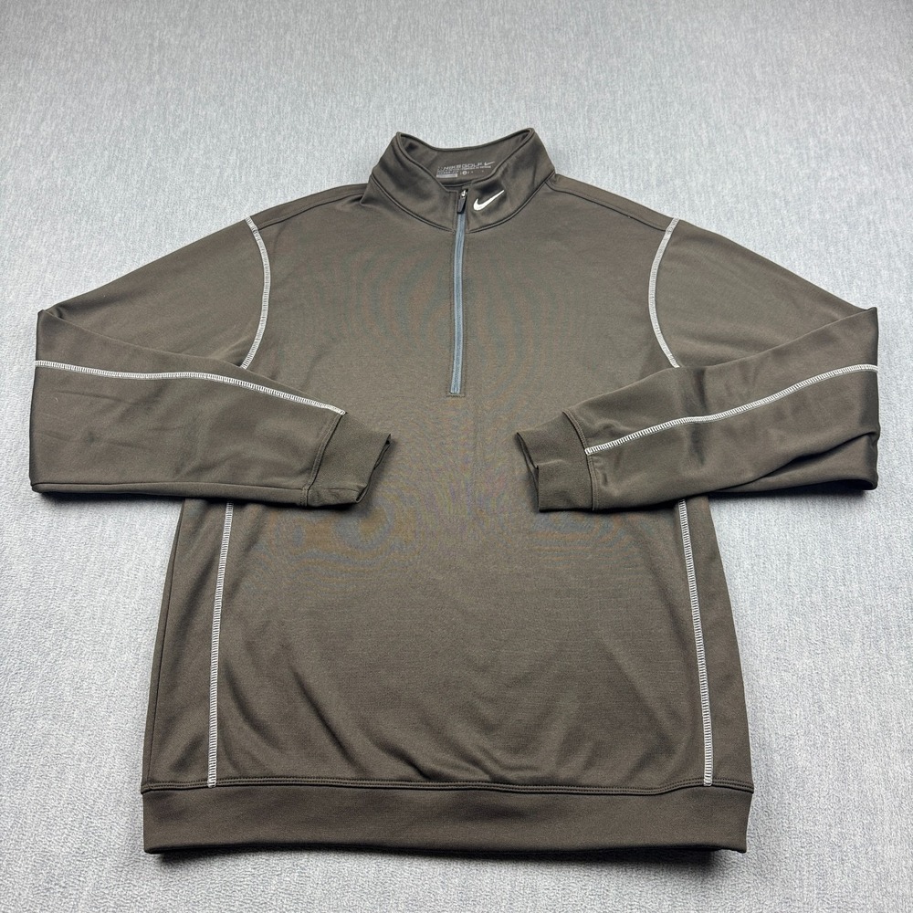 Nike Golf Therma‎ Fit Sweatshirt Mens Small Brown Fleece Pullover 1/2 Zip Active